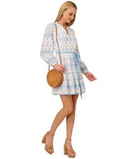 Adrianna Papell Dress Light Blue/Ivory Flounce Hem, Size 6