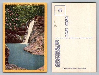 Mt Mitchell, NC-North Carolina, Mitchell Falls Mountain Cascade Vintage Postcard