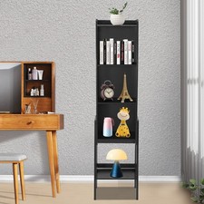 Rectangular Five-tier Modern End Table Storage Side Table Cabinet Black Newus