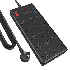 Surge Protector Power Strip 10 ft cord-15 Widely Spaced Outlets and 4 USB Por...