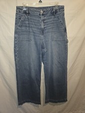 American Eagle Jeans Womens 10 Blue Curvy Super High Rise Baggy Wide Leg Casual