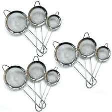 9pack Stainless Steel Small Strainer Steel Cocktail Juice Tea Herbs Coffee Drink