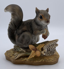 1982 Homco Squirrel With Acorn Masterpiece Porcelain 6 x6  Beautifully Detailed