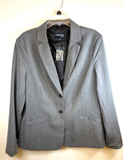 CHADWICKS 2 Button Gray Blazer Women 18 Tall Notched Lapel Lined Office Classic