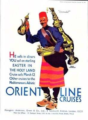 Original 1932 Reklame ORIENT LINE Kreuzfahrten ins Heilige Land Art Deco Ära Print Ad
