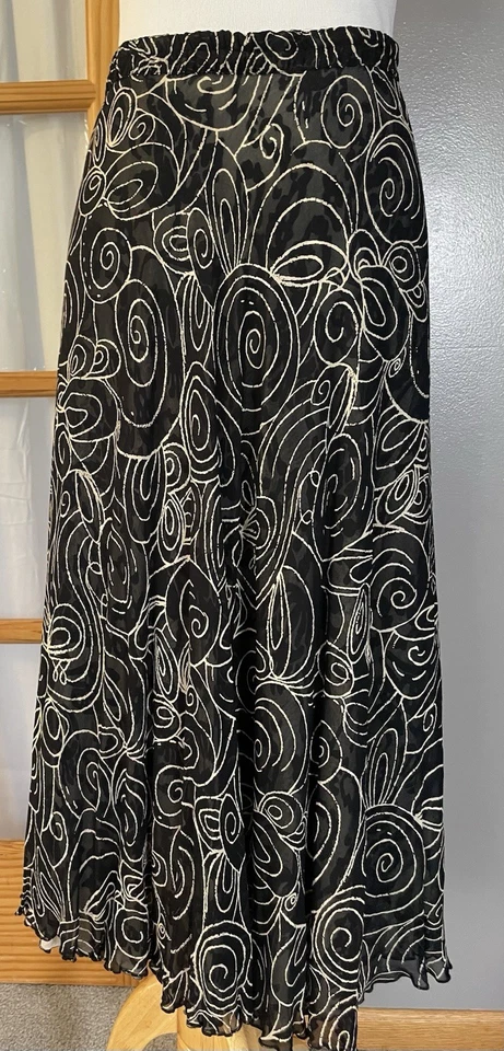 80s SARAH ARIZONA Reversible Floral Skirt Sz L Swirl Beige White Boho Prairie - Image 3 of 4