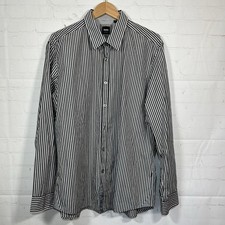 Boss Hugo Boss Regular Fit Shirt Mens Size XL Gray Striped Long Sleeve
