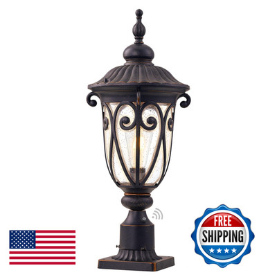 Goalplus 24 Inch High Outdoor Post Light Fixture Dusk To Dawn Sensor Bronze