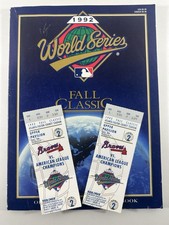 1992 WORLD SERIES Program + Game 2 Ticket Stubs TORONTO BLUE JAYS ATLANTA BRAVES