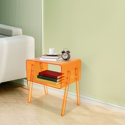 Orange Rectangular Side End Table/Night Stand Acrylic Side Table 40*30*43.2cm
