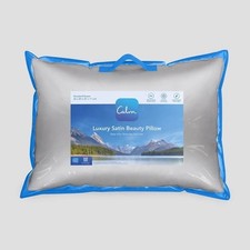 Calm Jumbo Medium Density Satin Bed Pillow Silver 2ct 