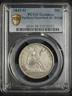 1843 O PCGS Genuine - AU Details Seated Liberty Half Dollar