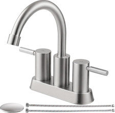 Brushed Nickel Bathroom Faucet, 2 Handle Bathroom Sink Faucets Centerset, 360  S