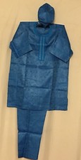 AFRICAN BUBA 3pc Traditional Men EMBROIDERY Rich Blue Guinea Brocade Set