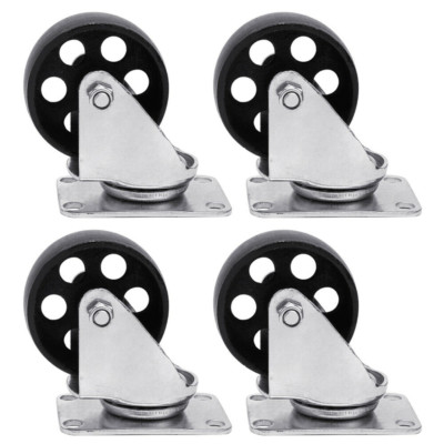 4pcs 3'' Cast Caster Heavy Duty Iron Swivel Plate Industrial 440Lb Rated Capacity