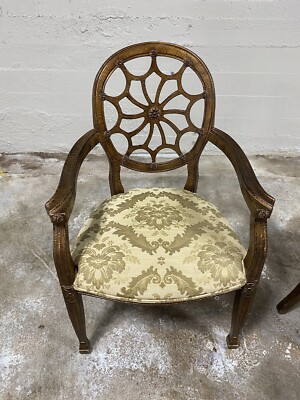 Quality Hepplewhite Style Crackle Painted Spider Back Armchairs | eBay