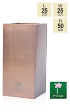 Zinc Galvanised Metal Planters Tall Cube Garden Patio 50cm in Copper By Primrose