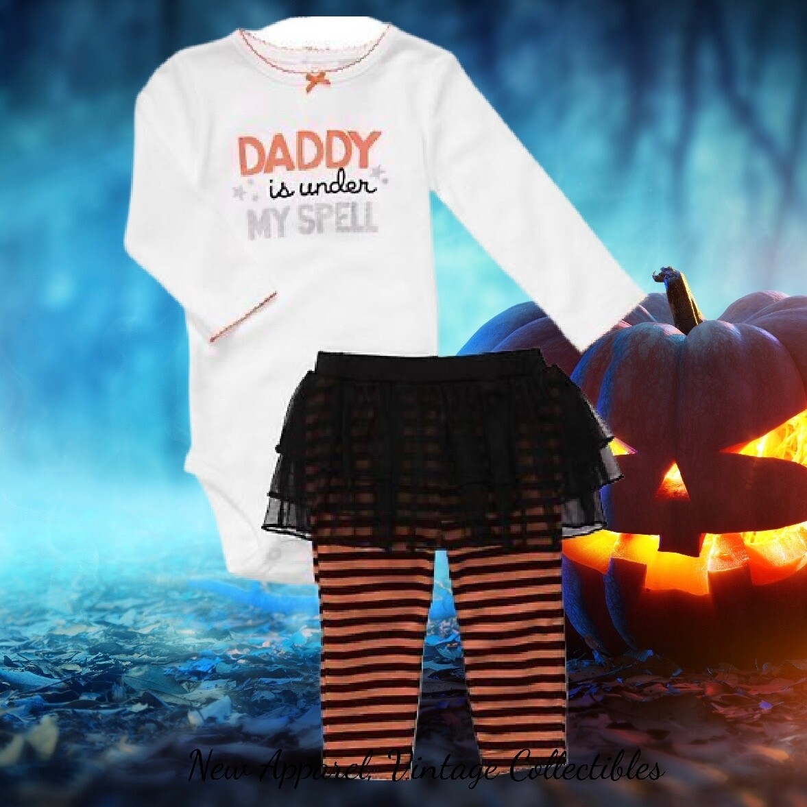 Baby Girls Size 3-6mo CARTERS 2pc Halloween Costume Graphic Tee+Tutu  Leggings