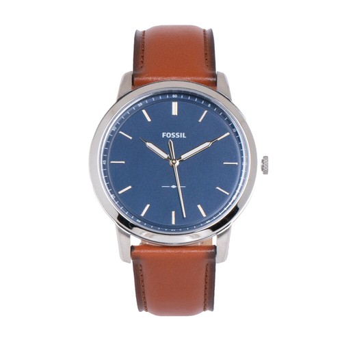 NEW - Fossil FS5551 Minimalist Three-Hand Brown Leather Watch | eBay