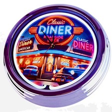 N-0695 "Diner-11" Wanduhr Neonuhr Neon Uhr Deko Wohnzimmer Büro Werkstatt Küche