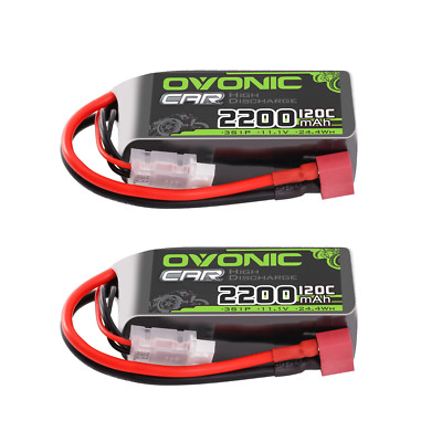 2X OVONIC 11,1 V 120C 2200mAh 3S Kurzer LiPo Akku mit T für RC Car LKW 1/16 1/18