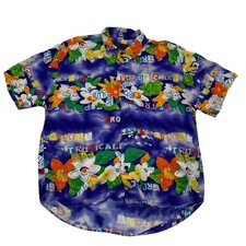 Vintage JAMS WORLDS Tropical TROPICALE Hawaiian Camp Rayon Aloha Shirt Men  s L