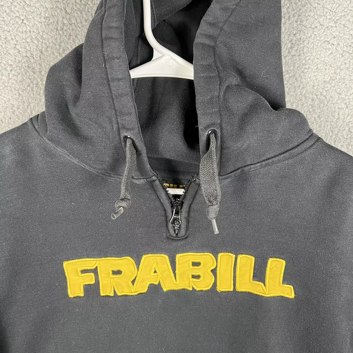 Frabill Hooded Sweatshirt Adult Size L Hoodie Black Embroidered Logo 1 4 Zip