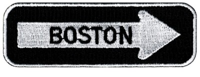 BOSTON ONE-WAY SIGN EMBROIDERED IRON-ON PATCH applique NEW ENGLAND SOUVENIR ROAD
