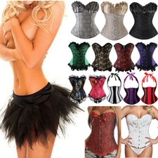 Women's Lace Up Corset Bustier Shapewear Waist Cincher Tops Lingerie Plus Size