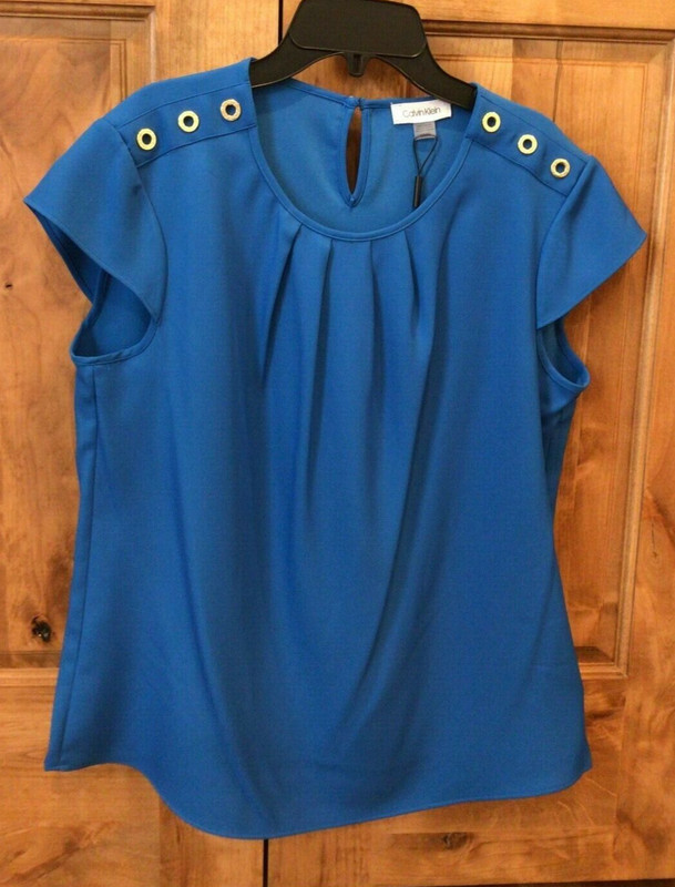 NWT CALVIN KLEIN Top, Women’s Medium, Blue, Polyester/Spandex, Retail: $59.00