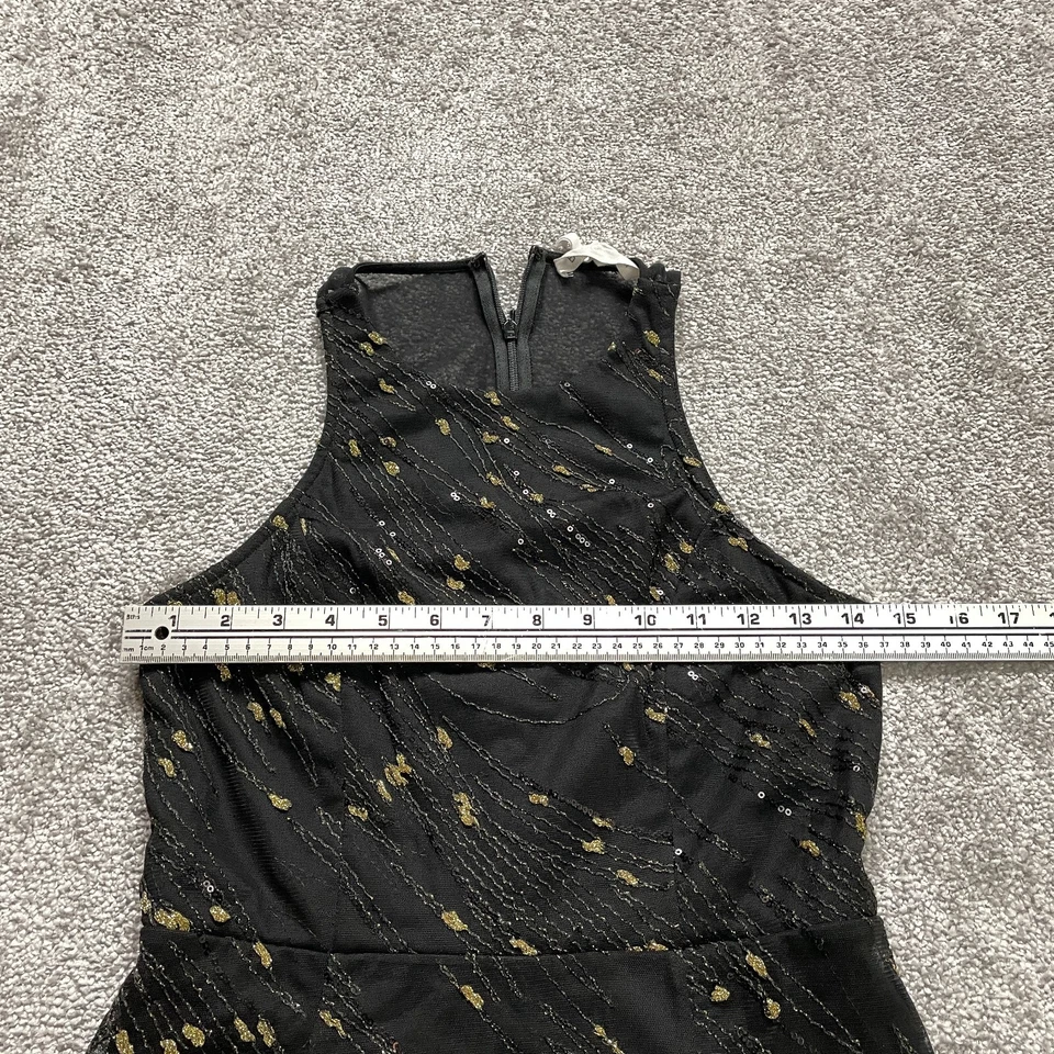 Vestido BCBGeneration Línea A Mujer 4 Negro con Manchas Doradas Lentejuelas Midi Cremallera Foto 4 de 4