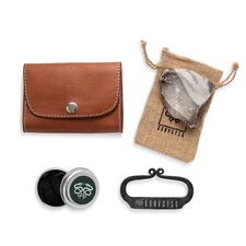FLINT AND STEEL FIRE STRIKER HAND FORGED WITH CHARCLOTH & TAN LEATHER POUCH