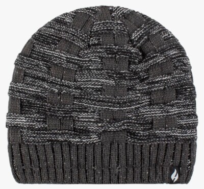 Heat Holders Men or Womens' Shaun Snowsports basketweave knit hat-charcoal/white