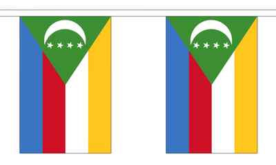 Komoren Flagge Wimpelkette - 3m 6m 9m Meter Länge 10 20 30 Fahnen - Polyester 