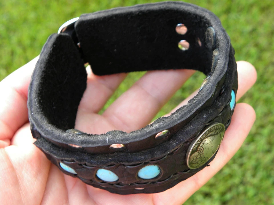 Подлинный Buffalo индийский никель монета манжеты браслет бизон кожи регулируемый - Изображение 4 из 4