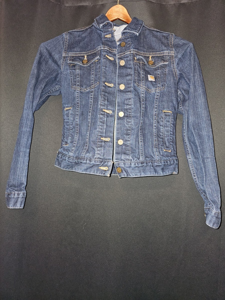 Carhartt Women's Denim Jacket Indigo Blue Size Small WJ027