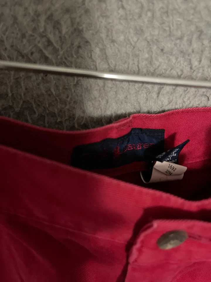 Vintage Ralph Lauren Rojo Mujer Talla 10 Tiro Alto Plisado Adulto Algodón Foto 2 de 4