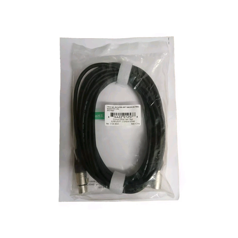 GLS Audio professional series - noise free Mic Cable XLR-M to XLR-F 25ft, Black - Image 4 of 4