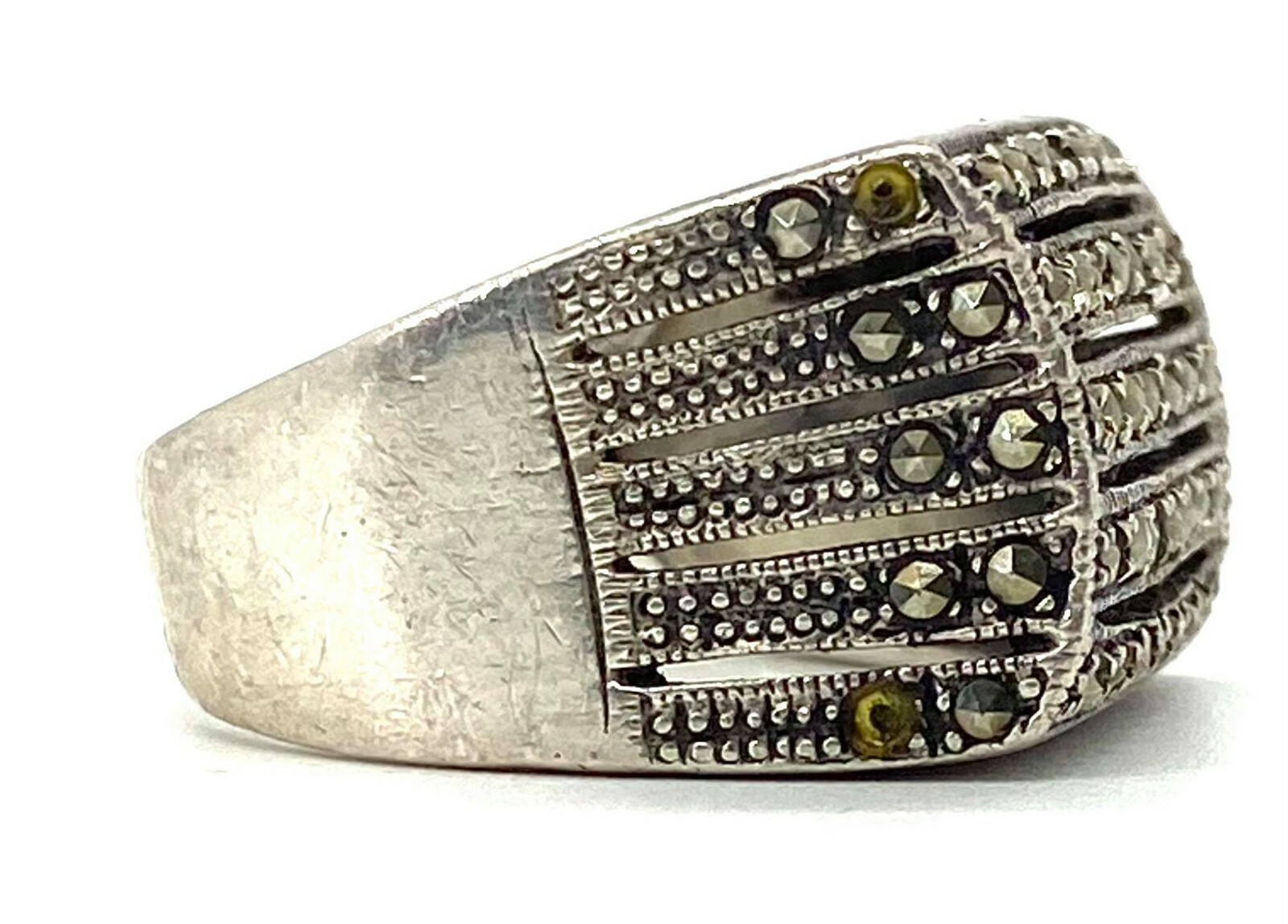 Mens Sterling Silver Statement Ring Unpolished Si… - image 2