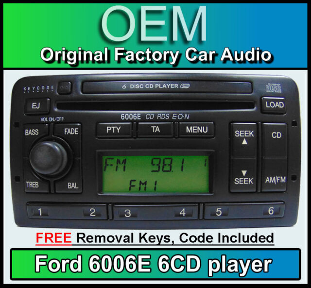 Ford Focus 6 Disc changer radio, {Ford 6006E} 6 CD player stereo + keys & code