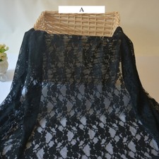 1M Stretch Black Lace Fabric Floral Polyester Mesh Sheer DIY for Clothing Dress