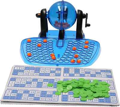 FAMILY BINGO AND LOTTO LOTTERY NUMBERS MACHINE GAME 90 NUMBERED BALL ...