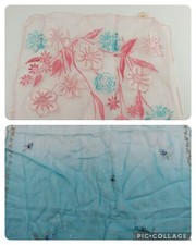 Vintage Scarf Lot Pink Blue Rayon Scarves 1960s 1970s Retro Accessories