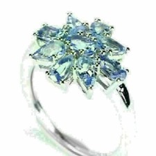Silver Ring Tanzanite Genuine Natural Blue Gems Solid Sterling Size O US 7.25
