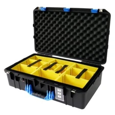Black with Blue Pelican 1555 Air case With Padded Dividers.
