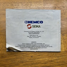 KEMCO Nintendo NES Instruction Manual Spy vs Spy