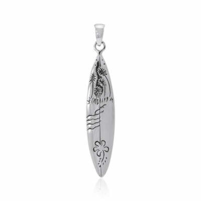 Beach LIfe Treasures Wellen Surfbrett Anhänger TP2940 925 Silber