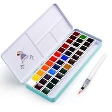 Meiliang Watercolor Paint Set 36 Vivid Colors In Pocket Box With Metal Ring And 