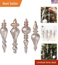 Dazzling 4-Pack of Mercury Glass Teardrop Ornaments for Christmas  Weddings
