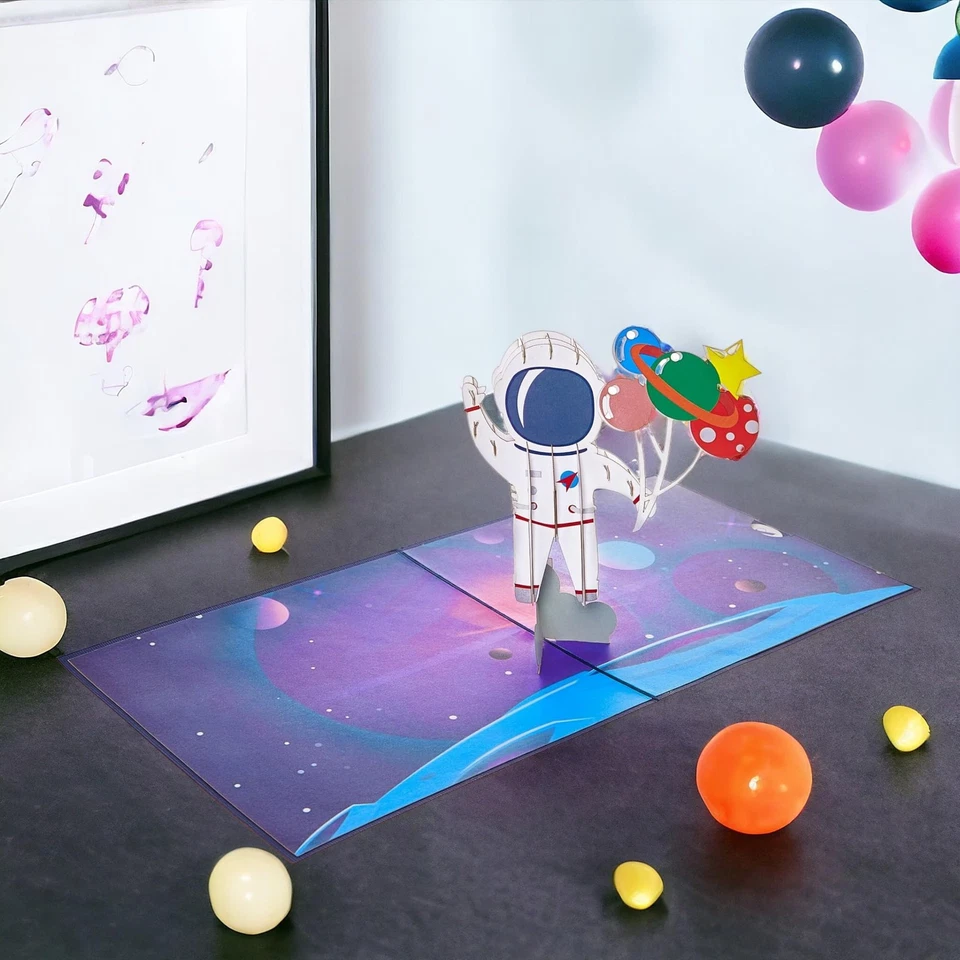 Spaceman Birthday Pop Up Card, Space Shuttle Birthday Card, Astronaut Card, S... - Image 3 of 4